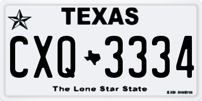 TX license plate CXQ3334