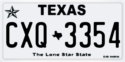 TX license plate CXQ3354