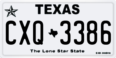 TX license plate CXQ3386