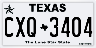 TX license plate CXQ3404