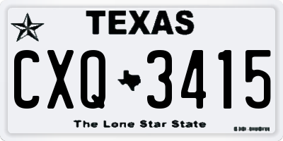 TX license plate CXQ3415