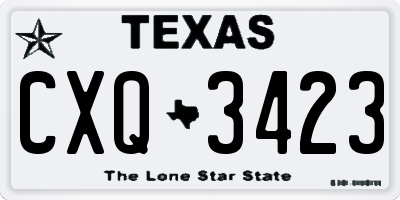 TX license plate CXQ3423