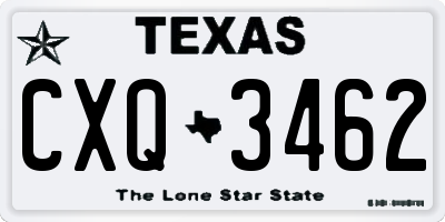 TX license plate CXQ3462