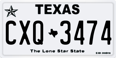 TX license plate CXQ3474