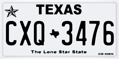 TX license plate CXQ3476