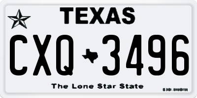 TX license plate CXQ3496