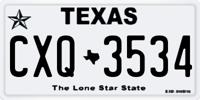 TX license plate CXQ3534