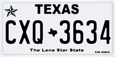 TX license plate CXQ3634