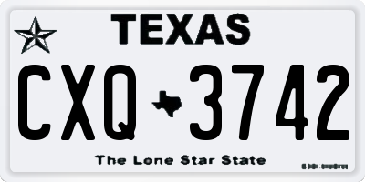 TX license plate CXQ3742