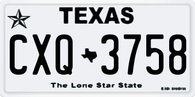 TX license plate CXQ3758
