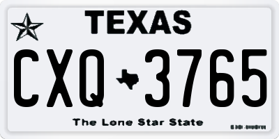 TX license plate CXQ3765