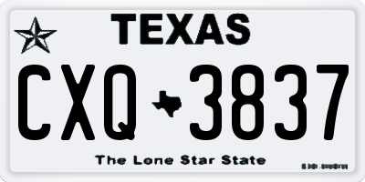 TX license plate CXQ3837