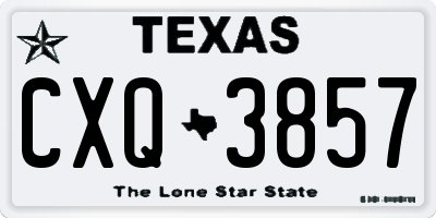 TX license plate CXQ3857