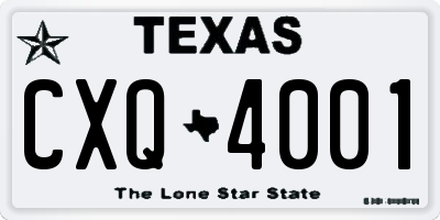 TX license plate CXQ4001