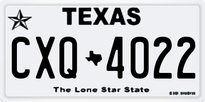TX license plate CXQ4022
