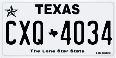TX license plate CXQ4034