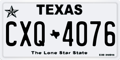 TX license plate CXQ4076