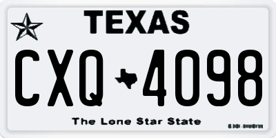 TX license plate CXQ4098