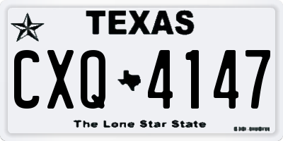 TX license plate CXQ4147