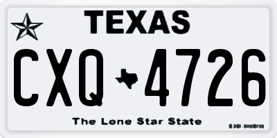 TX license plate CXQ4726