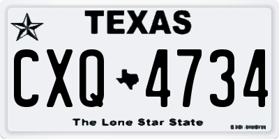 TX license plate CXQ4734