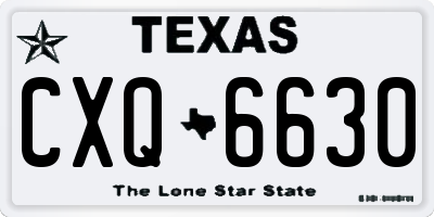 TX license plate CXQ6630
