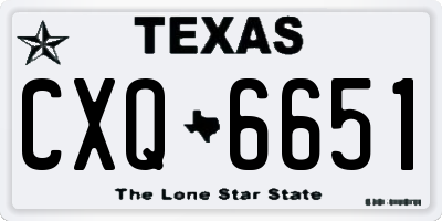 TX license plate CXQ6651