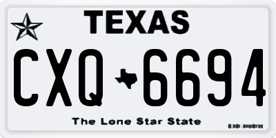 TX license plate CXQ6694