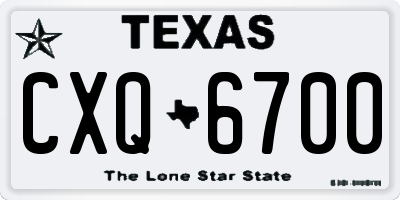 TX license plate CXQ6700