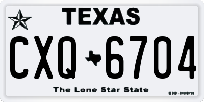 TX license plate CXQ6704