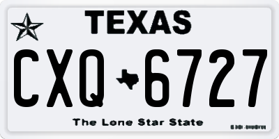TX license plate CXQ6727