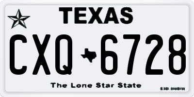TX license plate CXQ6728