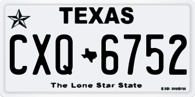 TX license plate CXQ6752