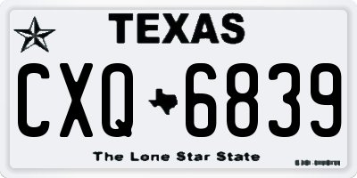 TX license plate CXQ6839