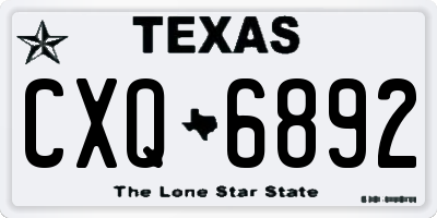 TX license plate CXQ6892