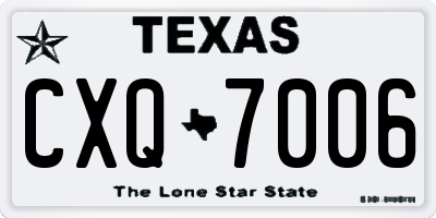 TX license plate CXQ7006