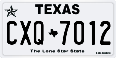 TX license plate CXQ7012