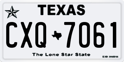 TX license plate CXQ7061