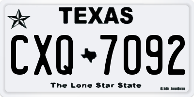 TX license plate CXQ7092