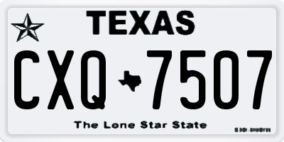 TX license plate CXQ7507