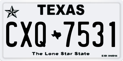 TX license plate CXQ7531