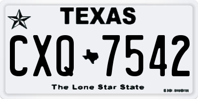 TX license plate CXQ7542