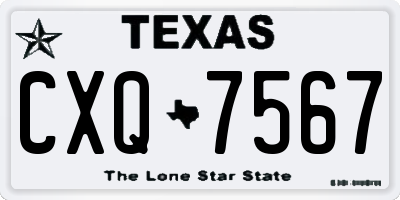 TX license plate CXQ7567