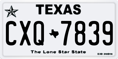 TX license plate CXQ7839