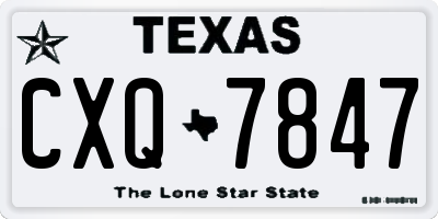 TX license plate CXQ7847