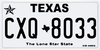 TX license plate CXQ8033