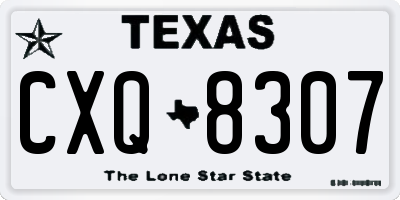 TX license plate CXQ8307