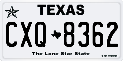 TX license plate CXQ8362
