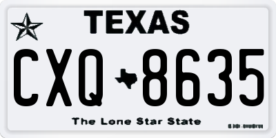 TX license plate CXQ8635
