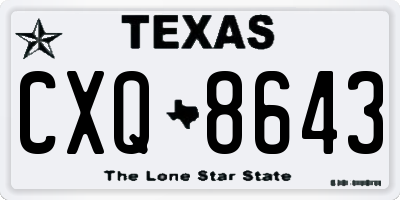 TX license plate CXQ8643